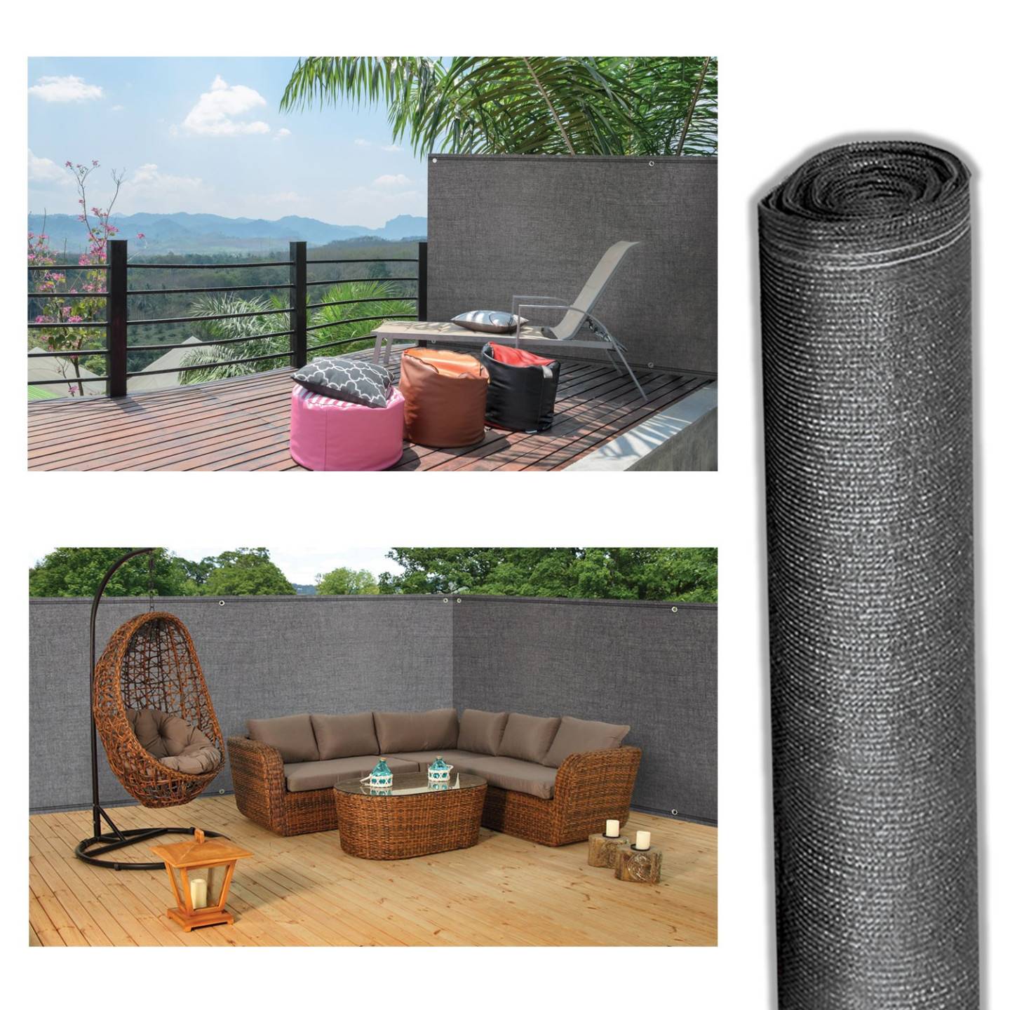 Brise vue renforcé 1,5 x 10 M gris 220 gr/m² luxe PRO - Image 5