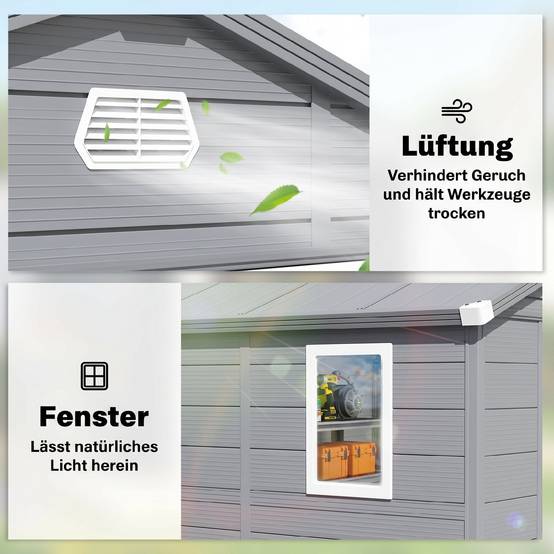 ComfortXL - Abri de jardin en plastique et aluminium 240 x 190 x 228 cm gris anthracite rangement extérieur sécurisé - Image 7