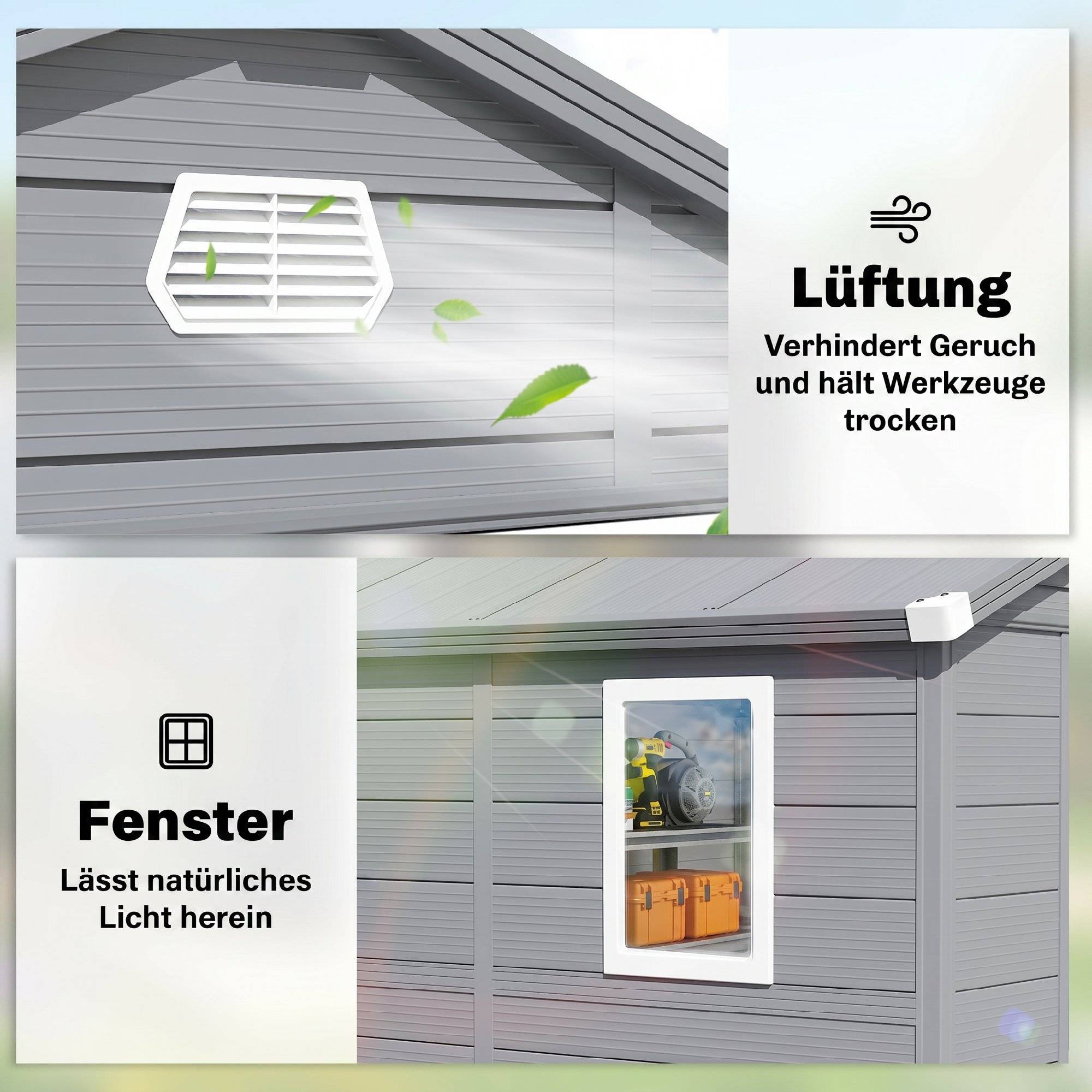 ComfortXL - Abri de jardin en plastique et aluminium 240 x 190 x 228 cm gris anthracite rangement extérieur sécurisé - Image 7