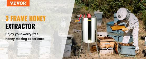 Extracteur de miel manuel 3 cadres inox, couvercle, hauteur réglable, apiculture. - Image 9