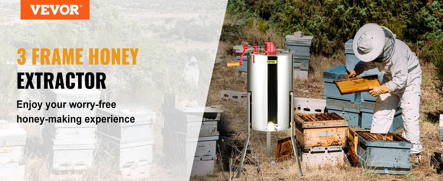 Extracteur de miel manuel 3 cadres inox, couvercle, hauteur réglable, apiculture. - Image 9