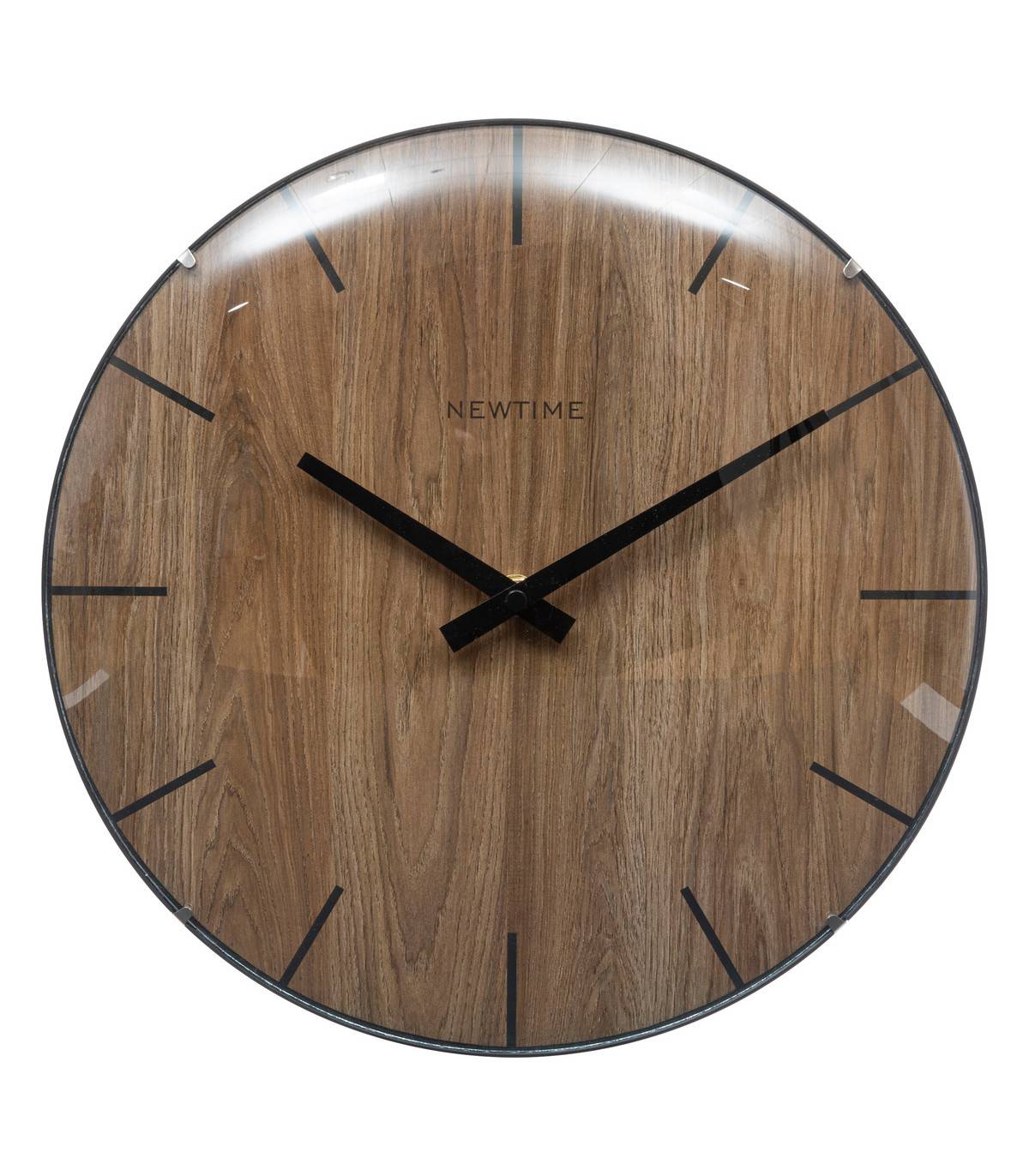 Pendule murale en verre et polypropylène façon bois D 30 cm - Image 1