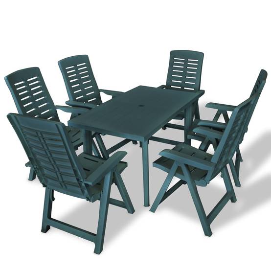 Vidaxl - Ensemble à manger d'extérieur 7 pcs Plastique Vert vidaXL 275080 - Image 1