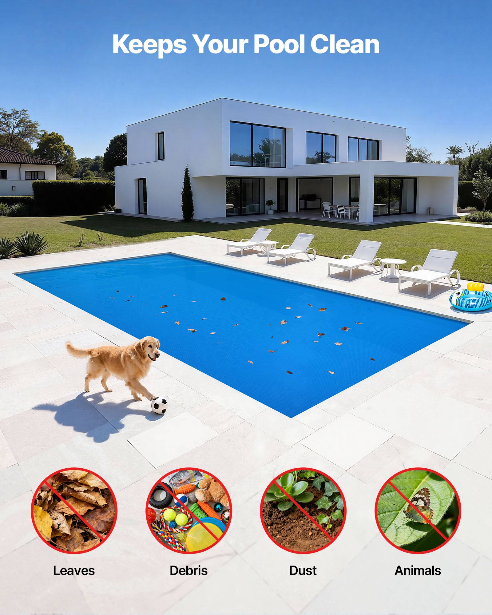 Vevor - VEVOR Bâche solaire piscine 11 x 5,5 m, 0,2 mm, bulles, polyéthylène, chauffe et retient la chaleur, bleu. - Image 5