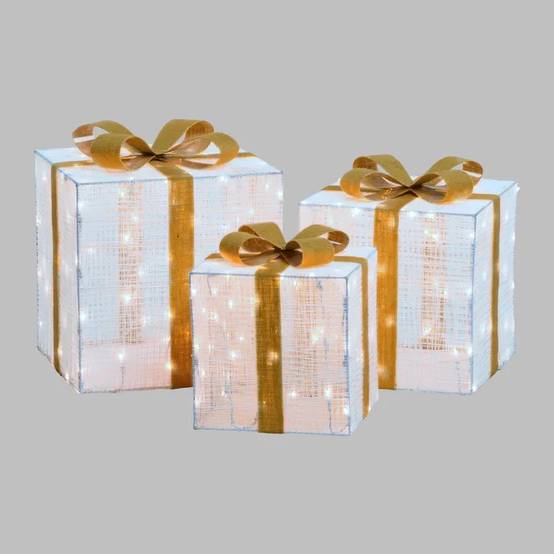 Lotti - Lot 3 Paquets Cadeaux Lumineux 3D H40/35/30cm 240 LED Dual Blanc Chaud/Froid IP44 Lotti - Image 9