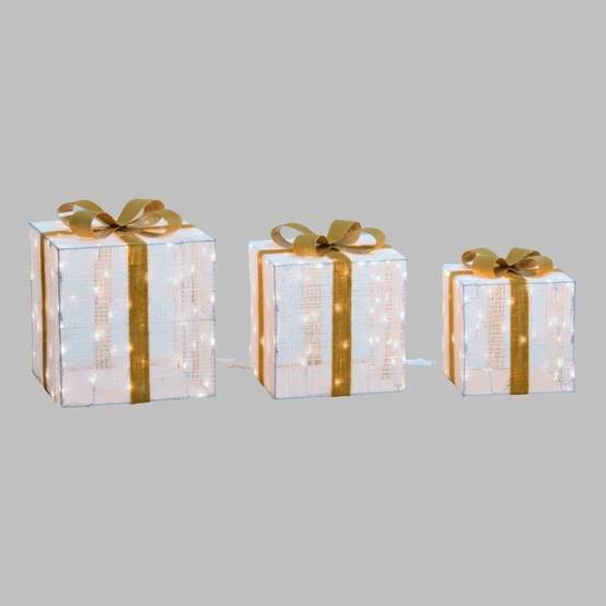 Lotti - Lot 3 Paquets Cadeaux Lumineux 3D H40/35/30cm 240 LED Dual Blanc Chaud/Froid IP44 Lotti - Image 6