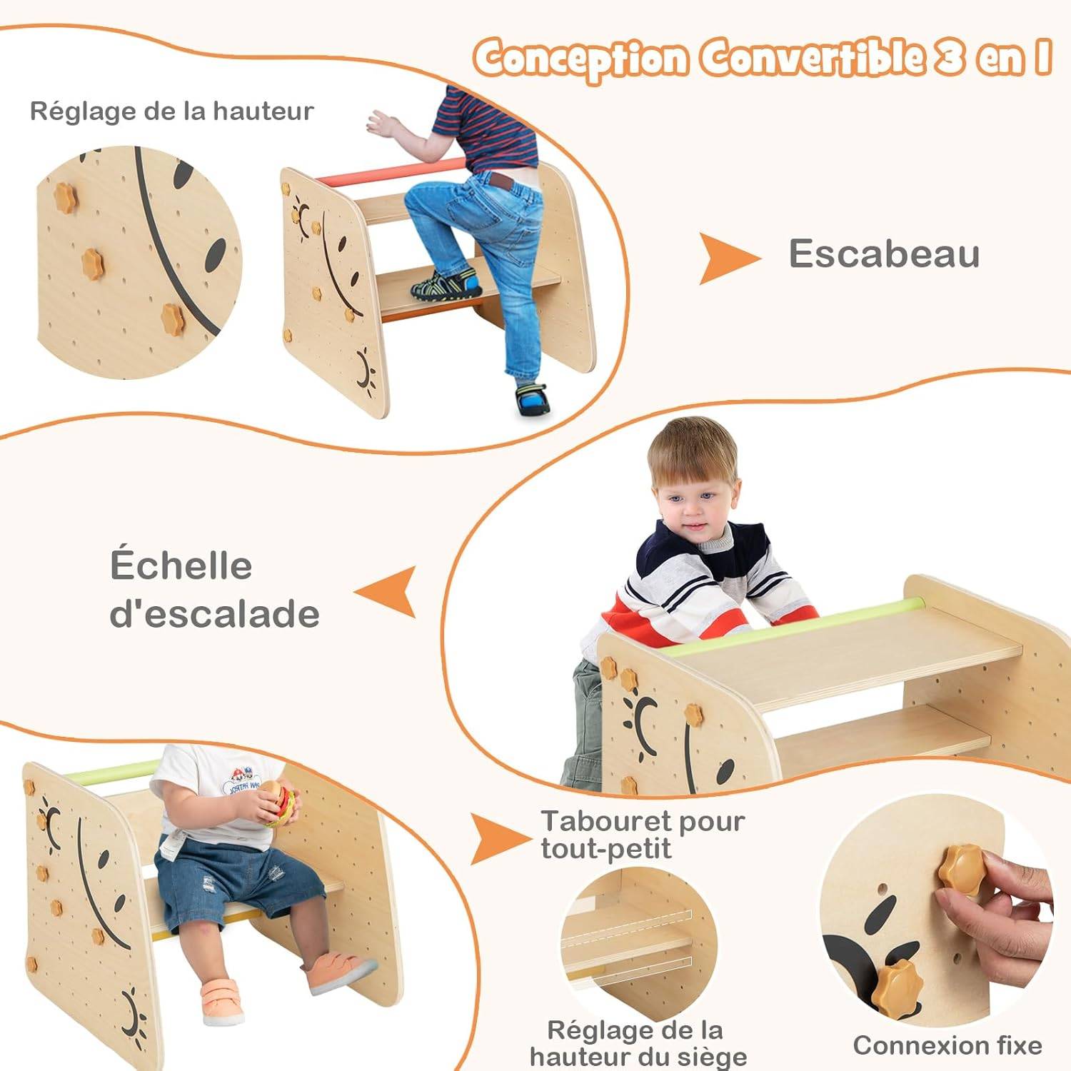 Échelle d'escalade Montessori Enfants avec Rampe Double Face, Jouet d'escalade(Non Pliable) - Image 2