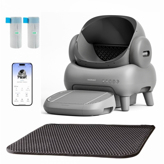 NEAKASA M1 Litière automatique pour grands chats, Grise + Marche pour litière NEAKASA - Image 1