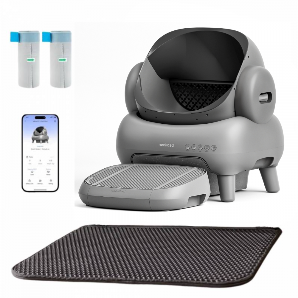 NEAKASA M1 Litière automatique pour grands chats, Grise + Marche pour litière NEAKASA - Image 1