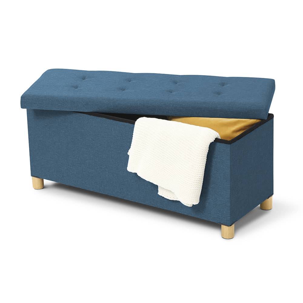 Banc coffre capitonné 76 cm Bleu - Image 4