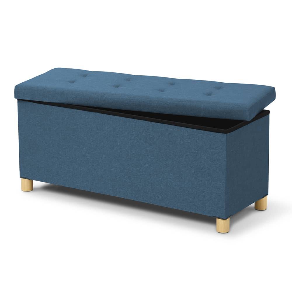 Banc coffre capitonné 76 cm Bleu - Image 3