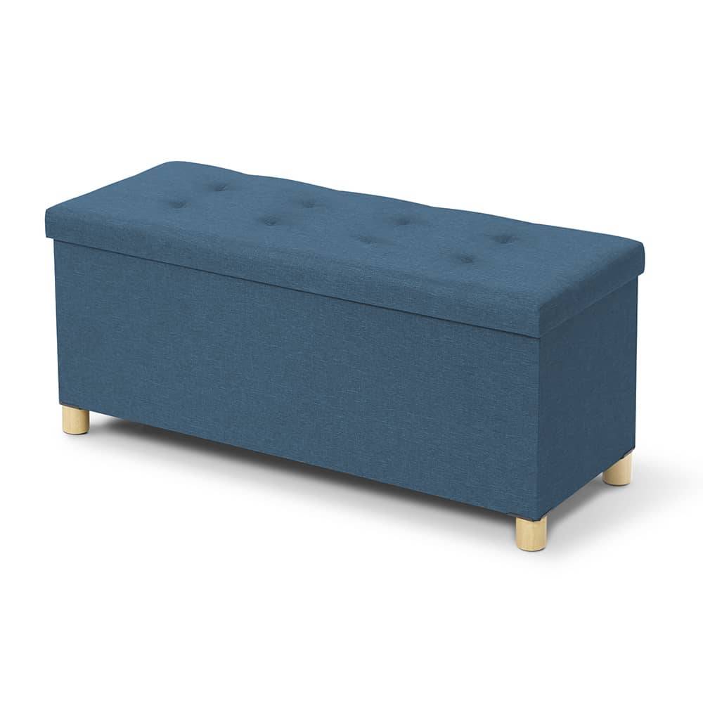 Banc coffre capitonné 76 cm Bleu - Image 1