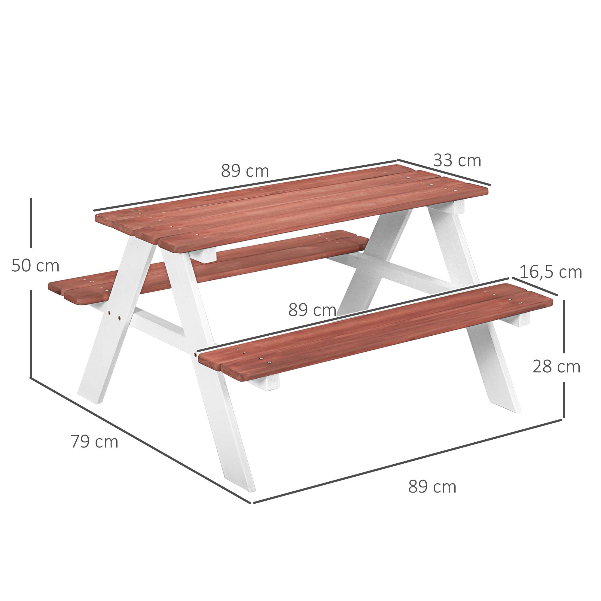 Maison Chic - Table de pique-nique pour enfants avec bancs en bois massif table enfant pour le jardin 89x79x50 cm marron et blanc - Image 5