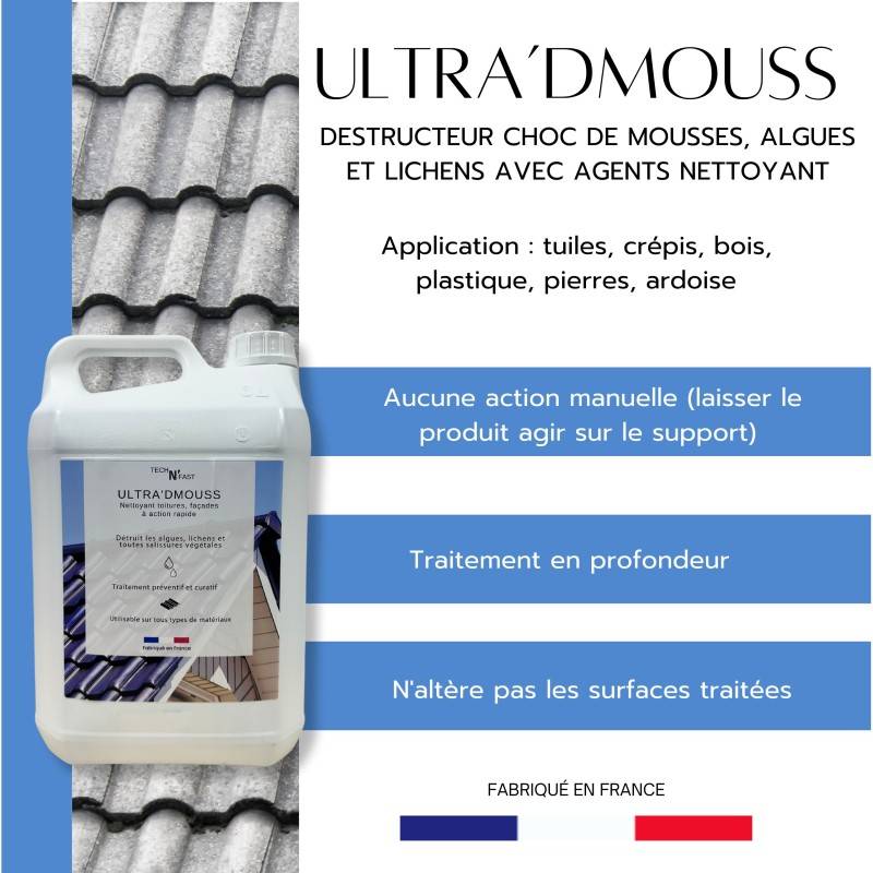 Antimousse concentré toiture, façade, terrasse ULTRA'DMOUSS - 5 L - Image 2