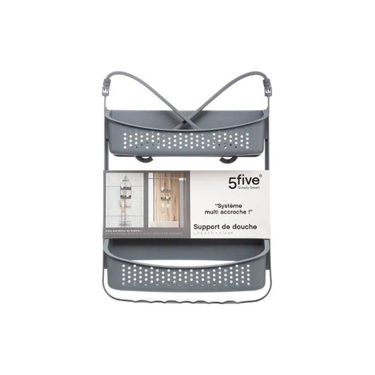 Support de Douche 2 Paniers "Souple" 70cm Gris - Image 3