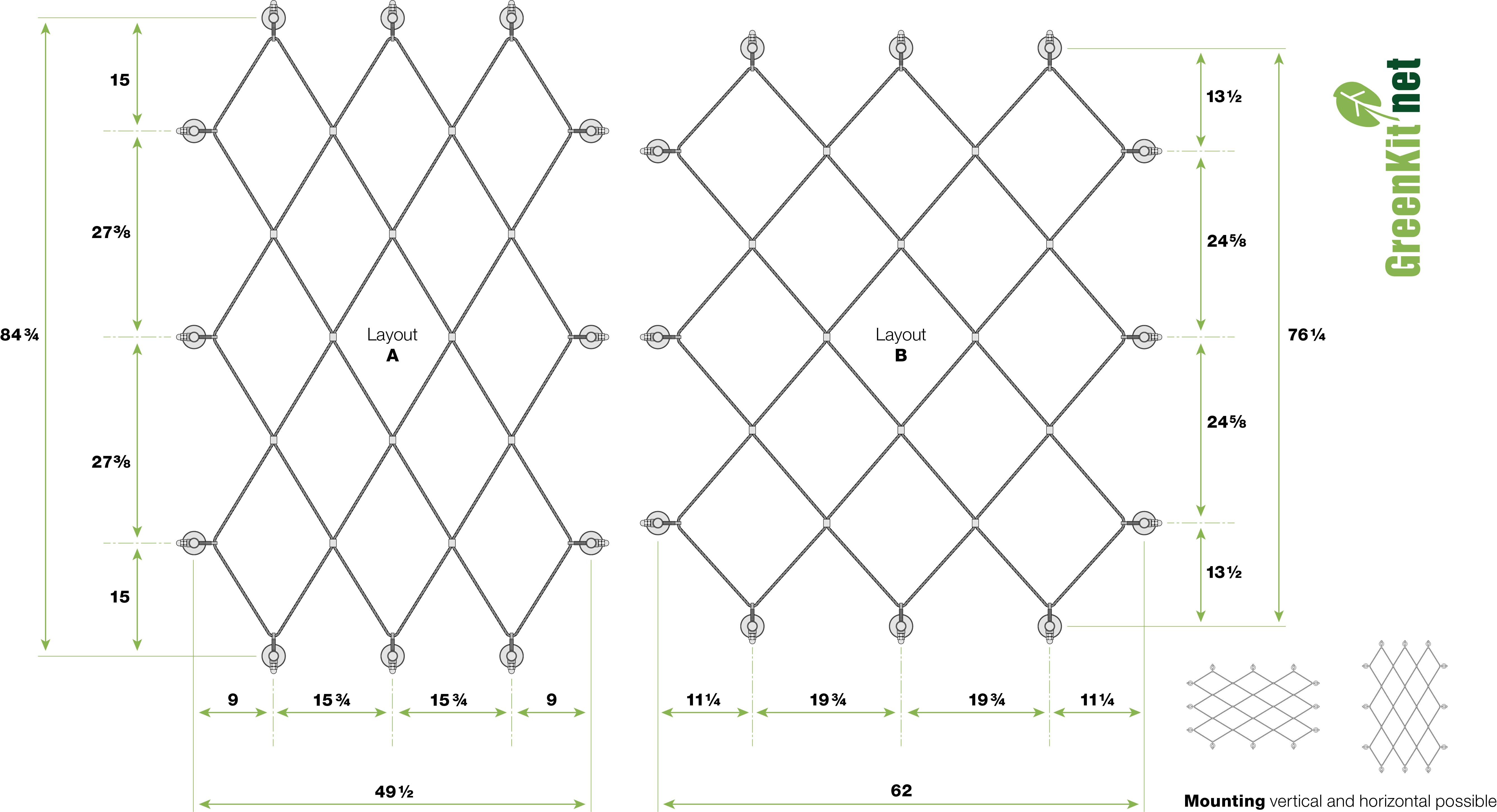 Autre - Support plantes grimpantes 2 positions treillis acier inoxydable Greenkit Net Jakob Rope Systems - Image 7