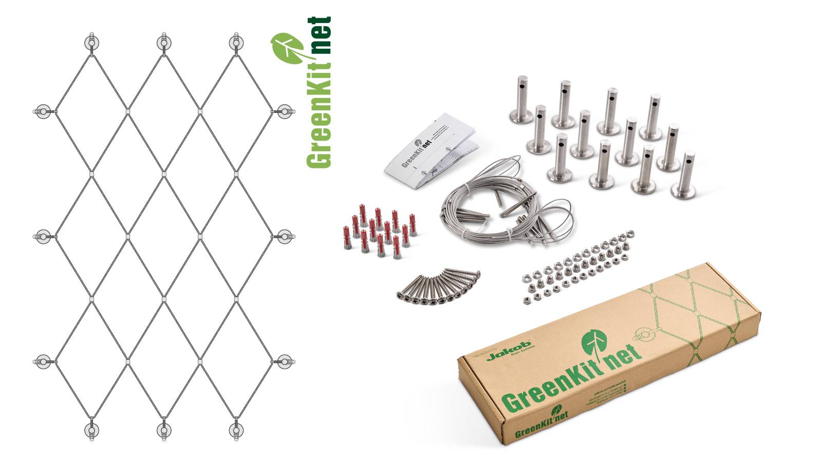 Autre - Support plantes grimpantes 2 positions treillis acier inoxydable Greenkit Net Jakob Rope Systems - Image 1