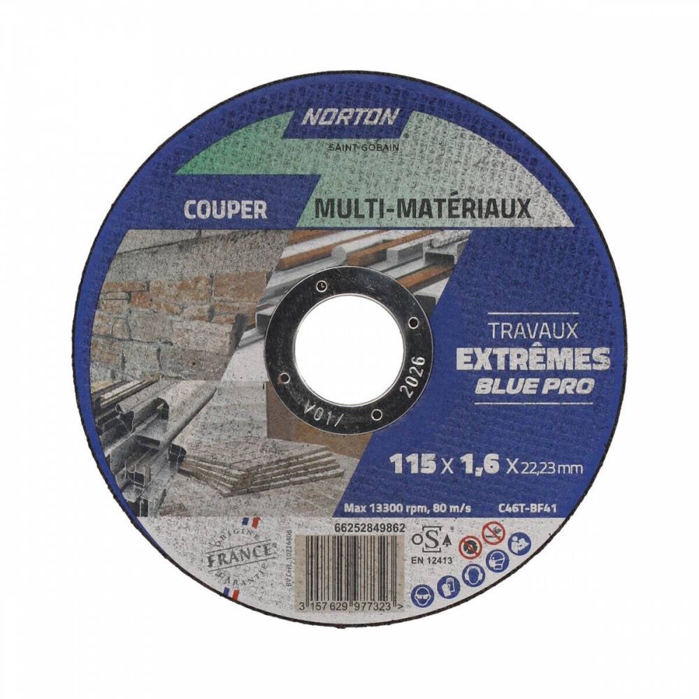 Norton - Disque à tronçonner tous matériaux NORTON 115x1,6