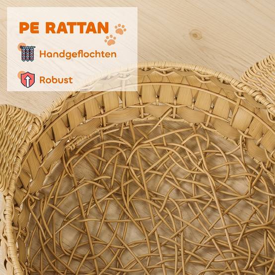 Panier pour chat rotin synthétique marron clair 50 x 50 x 25 cm - PANGIVO - Image 6