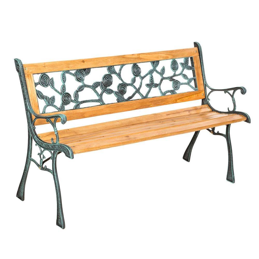 Helloshop26 - Banc de jardin meuble bois massif métal et plastique 124 cm - Image 3