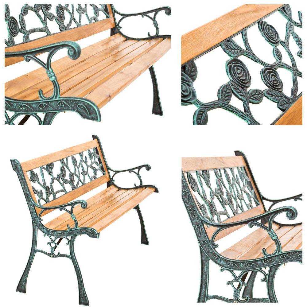 Helloshop26 - Banc de jardin meuble bois massif métal et plastique 124 cm - Image 2