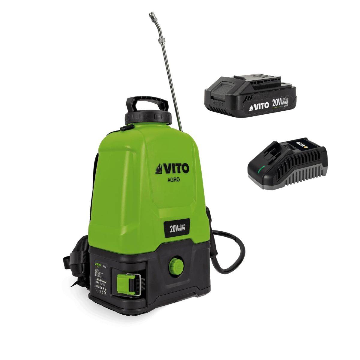 Pulvérisateur Electrique à Batterie 20V 16L 5bar + 2 Batteries Lithium 2Ah + Chargeur VITO - Image 1