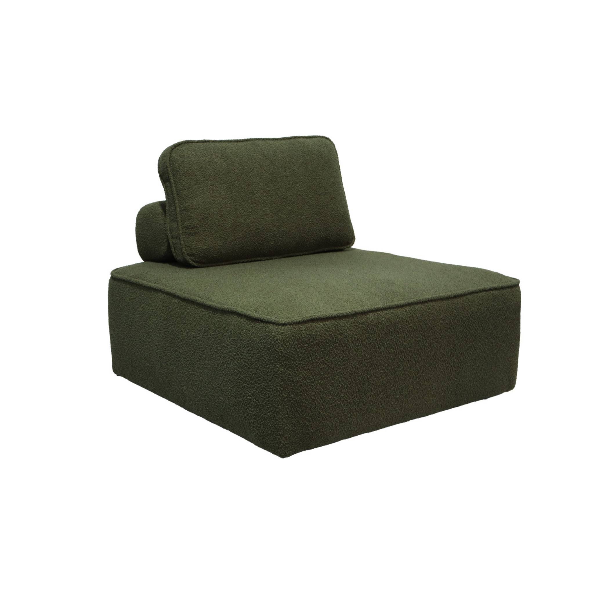 sweeek - Chauffeuse pour canapé modulable tissu bouclette kaki 1 place Bao. L 90 x P 90 x H 74cm | sweeek - Image 2