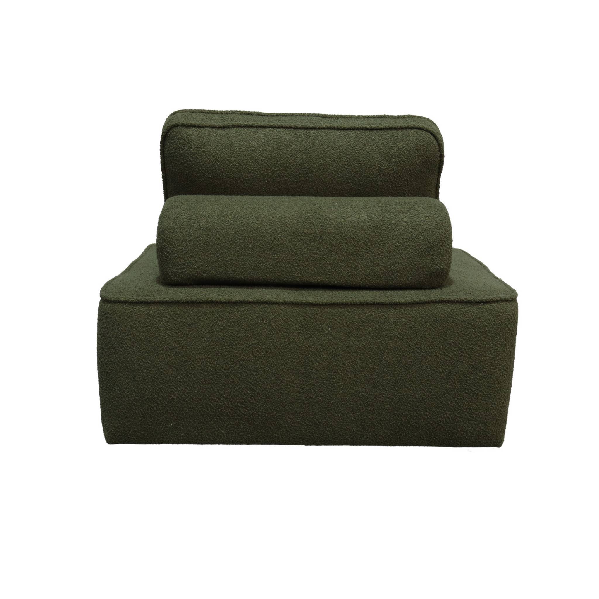 sweeek - Chauffeuse pour canapé modulable tissu bouclette kaki 1 place Bao. L 90 x P 90 x H 74cm | sweeek - Image 5