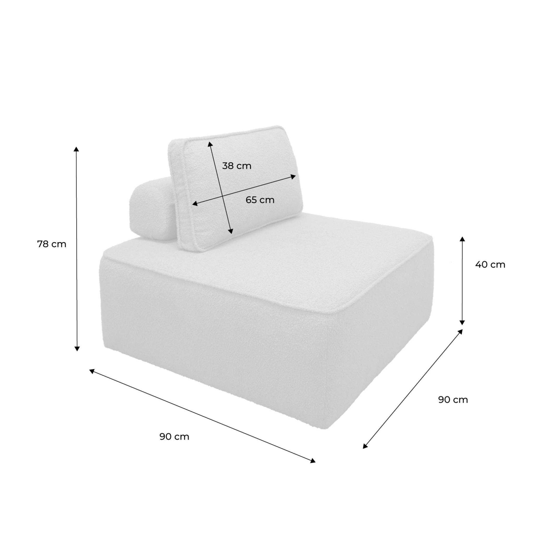 sweeek - Chauffeuse pour canapé modulable tissu bouclette kaki 1 place Bao. L 90 x P 90 x H 74cm | sweeek - Image 4