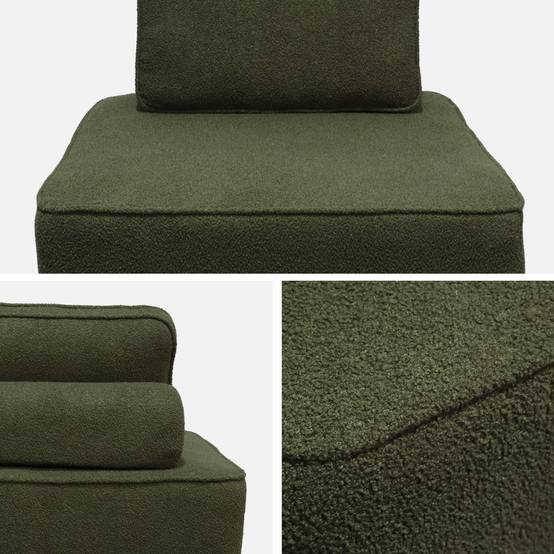 sweeek - Chauffeuse pour canapé modulable tissu bouclette kaki 1 place Bao. L 90 x P 90 x H 74cm | sweeek - Image 6