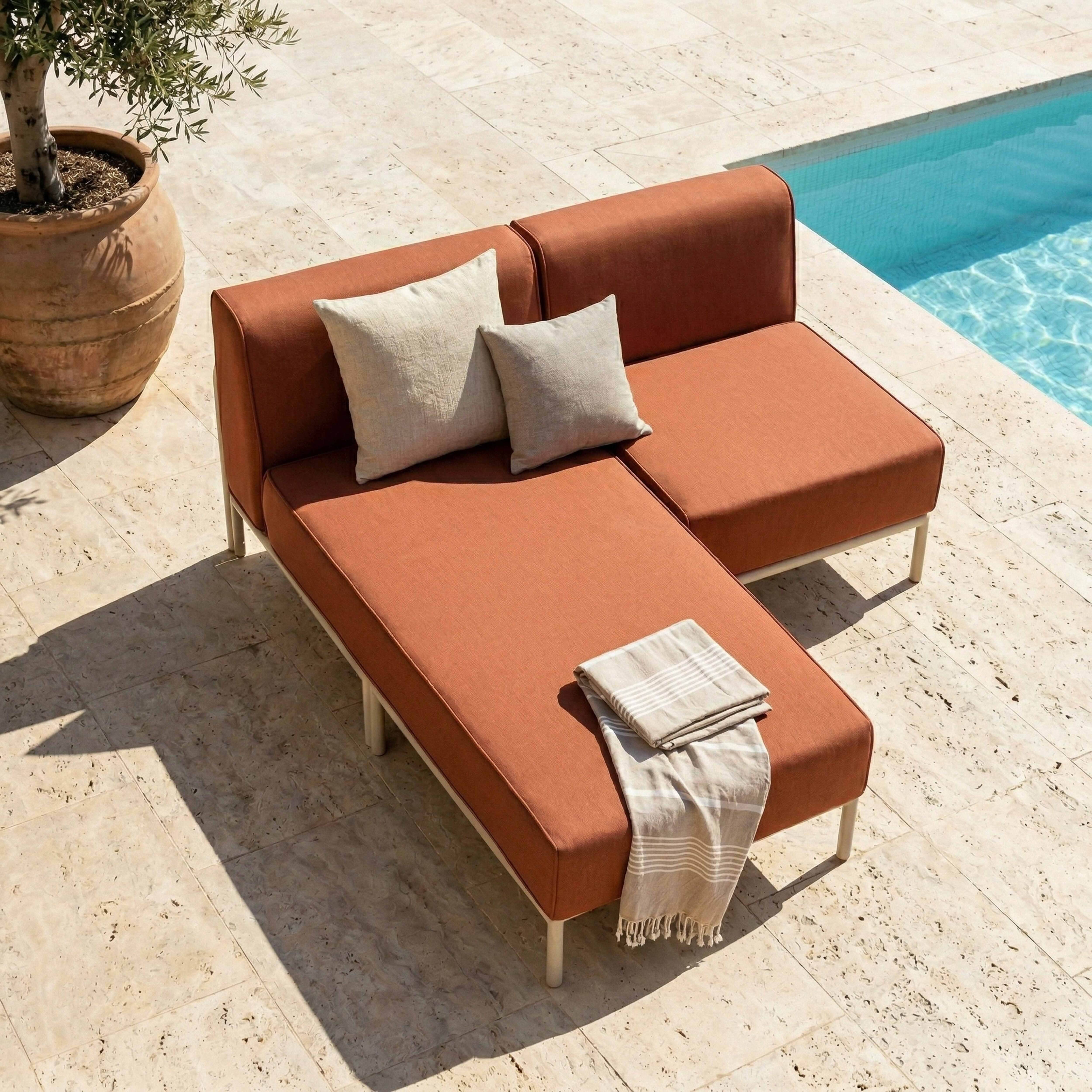 Oviala - Salon de jardin bas modulable uni 2 places terracotta Patio - Oviala - Image 3