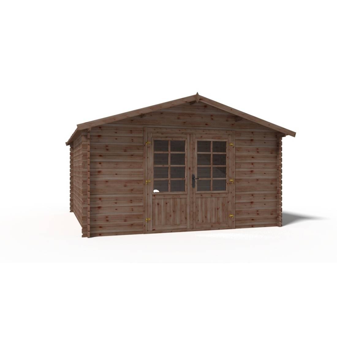 Altanka - Abri de jardin en bois - 15.2m2 - 3.9x3.9m - Traité - Ep. 34mm - Couleur: marron - DOM563 - ALTANKA - Image 8