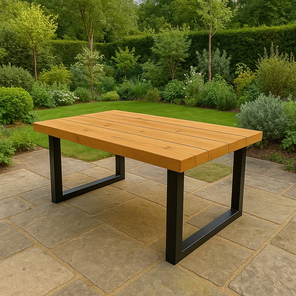 Table d'extÃ©rieur Ã©paisse faite Ã  la main - ChÃªne moyen - Image 3