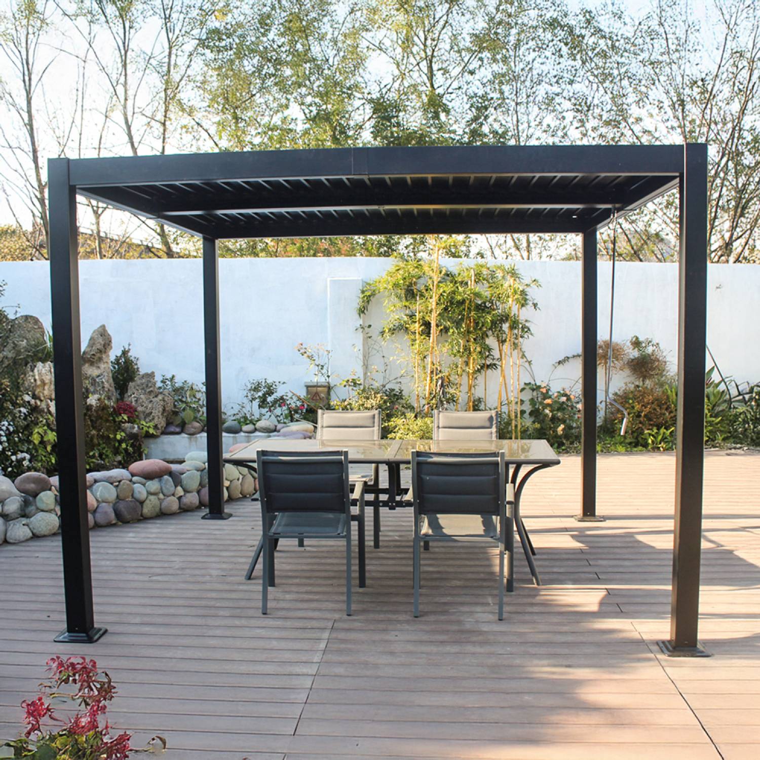 Pergola bioclimatique aluminium et acier lames orientables 3x3m CORFU - Image 4