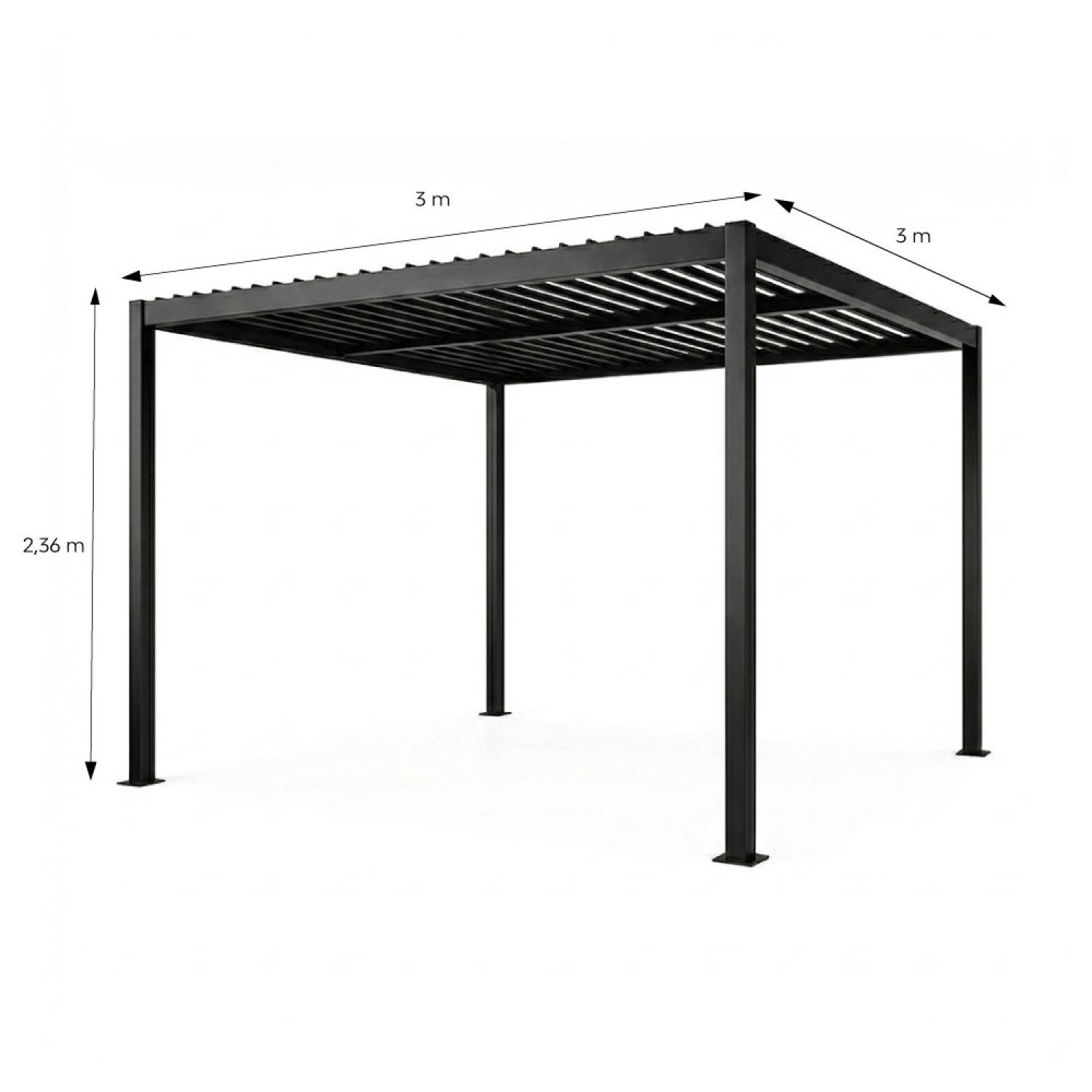 Pergola bioclimatique aluminium et acier lames orientables 3x3m CORFU - Image 3