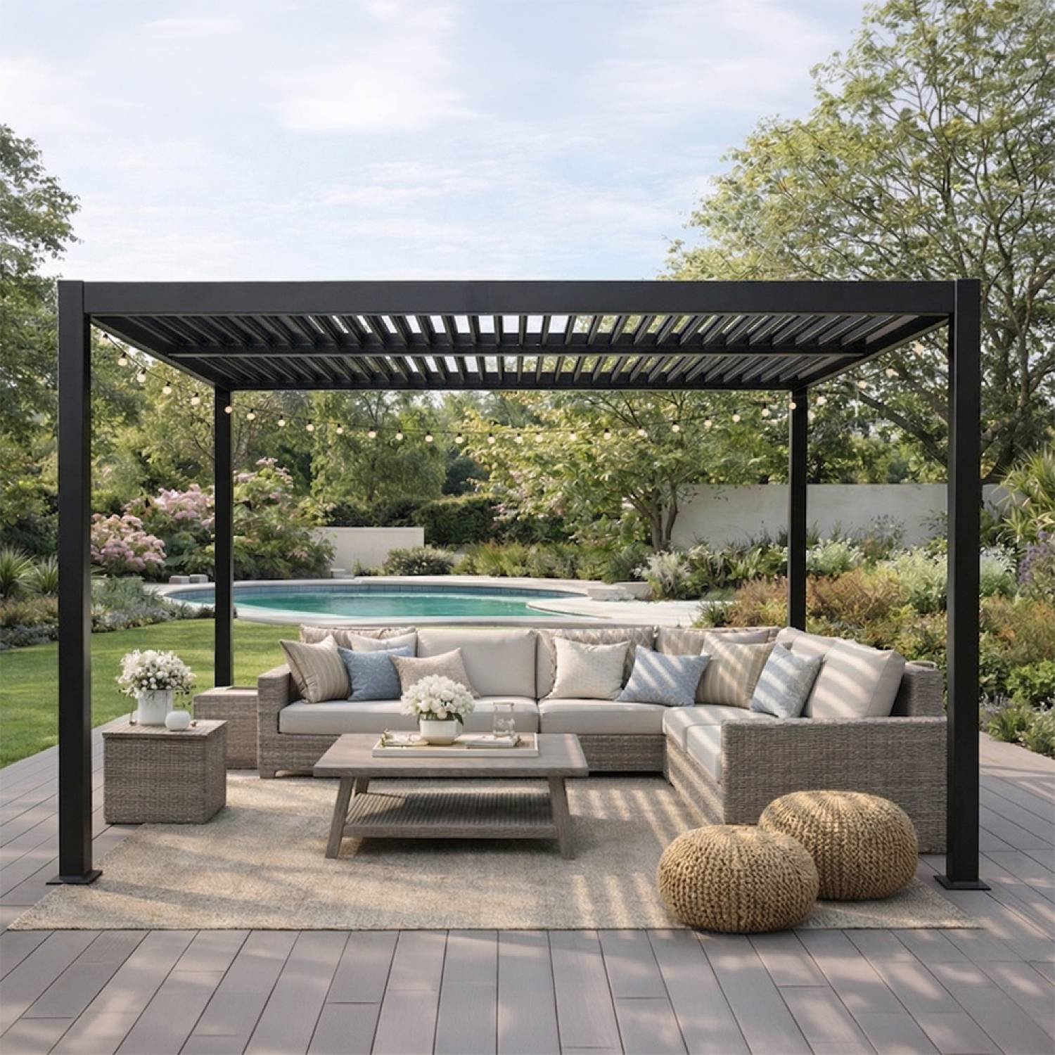 Pergola bioclimatique aluminium et acier lames orientables 3x3m CORFU - Image 6