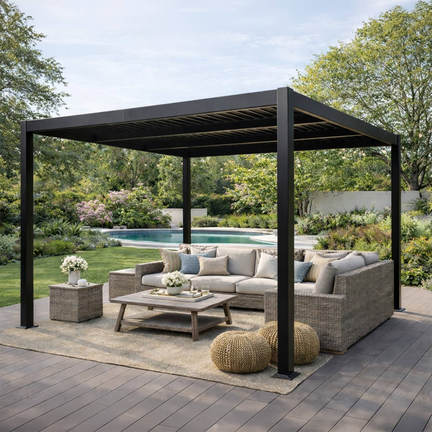 Pergola bioclimatique aluminium et acier lames orientables 3x3m CORFU - Image 2