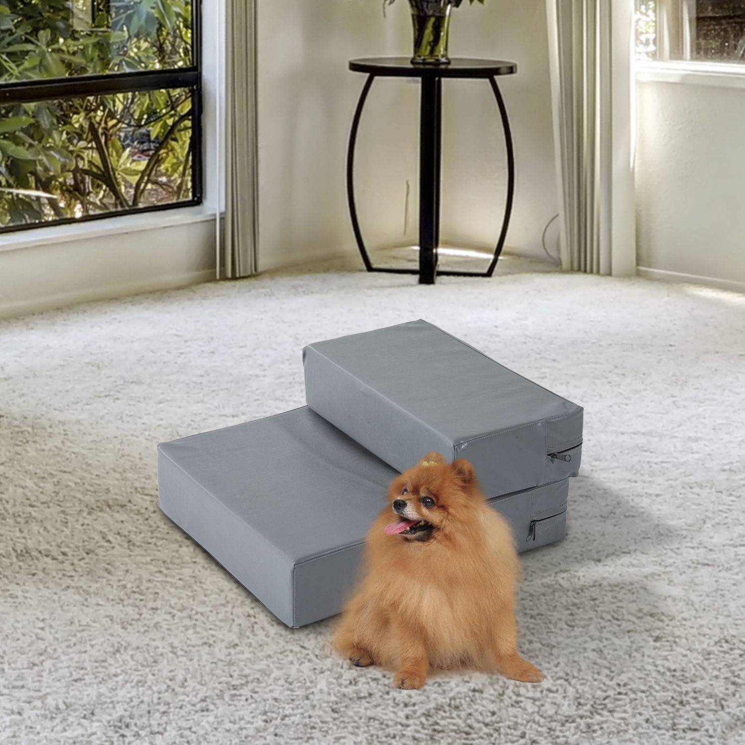 Sans Marque - Escalier pliable 2 marches 20cm, chat/chien, lit/canapé/voiture, gris - Image 2