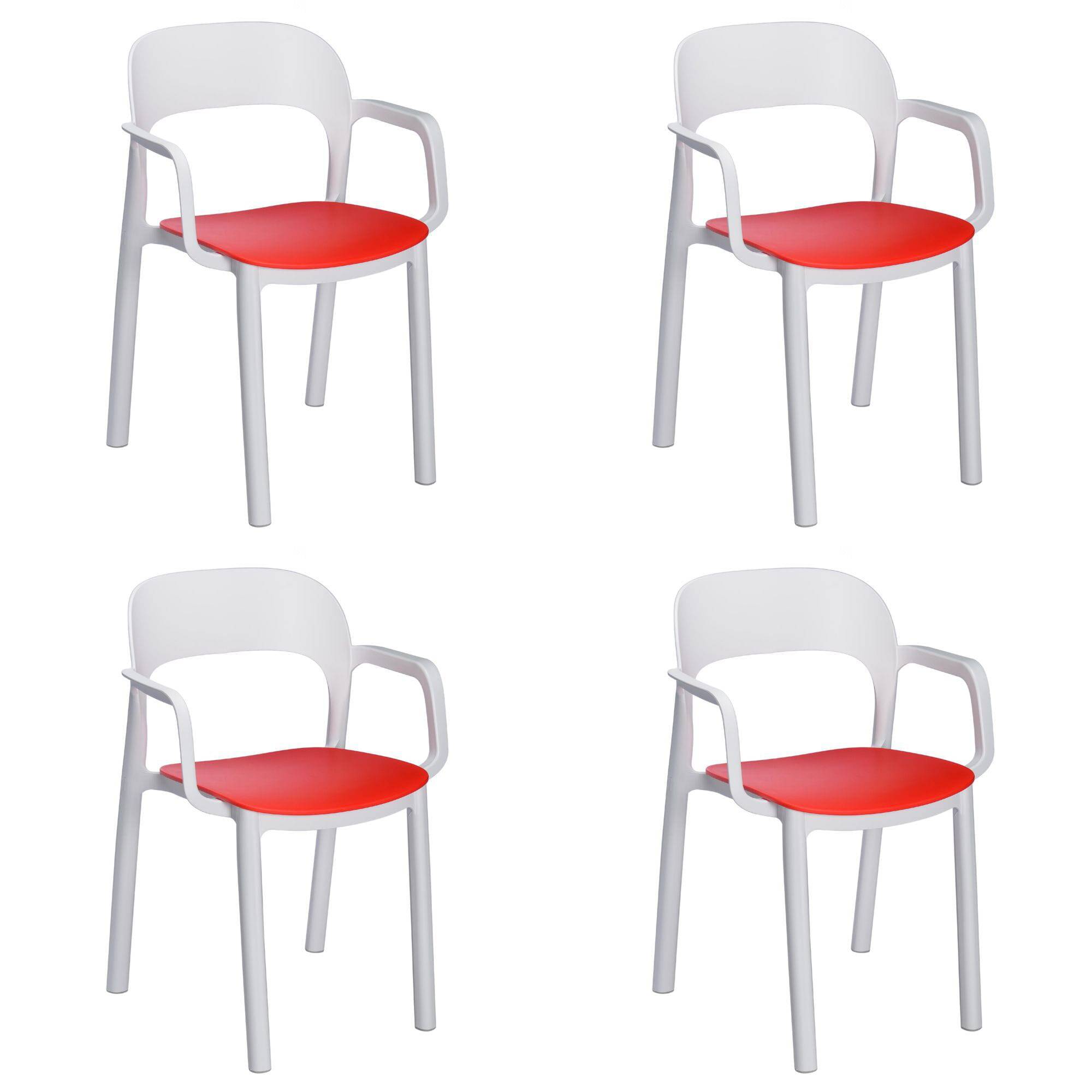 Garbar - Fauteuils Ona garbar plastique blanc rouge (Lot de 4) - Image 1