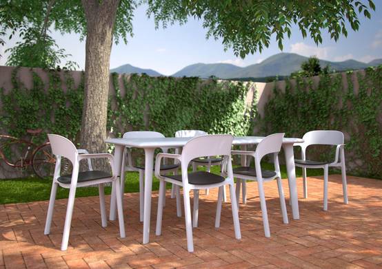 Garbar - Fauteuils Ona garbar plastique blanc rouge (Lot de 4) - Image 3