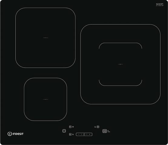 Table de cuisson induction 60cm 3 feux 7200w noir IS33Q60NE Indesit - Image 1