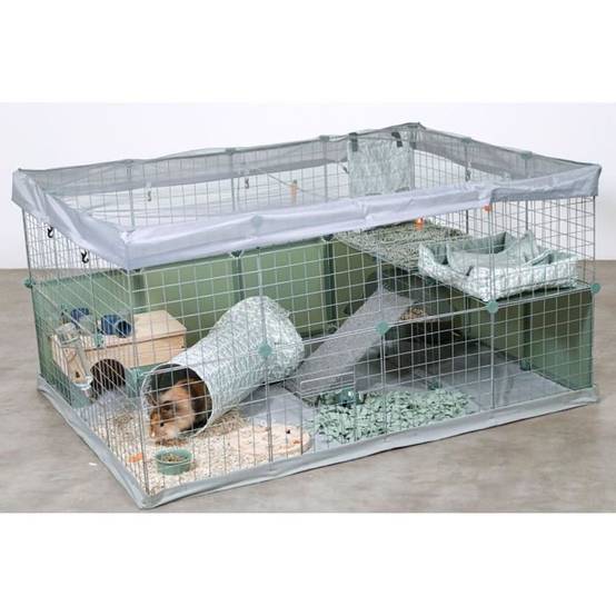 Enclos lapin ZOLUX Neopark modulable 140x105x70 cm, 32 panneaux 35x35 cm, tapis imperméable et filet de sécurité - Image 6