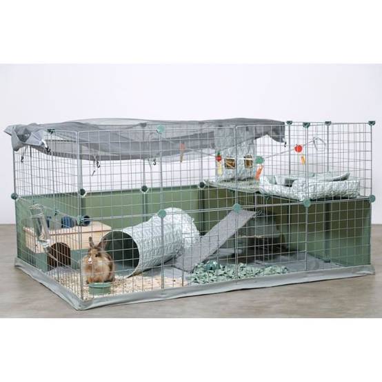 Enclos lapin ZOLUX Neopark modulable 140x105x70 cm, 32 panneaux 35x35 cm, tapis imperméable et filet de sécurité - Image 3