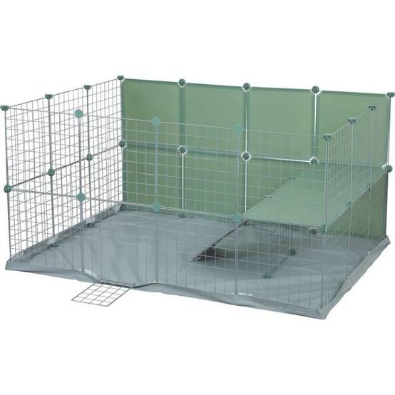 Enclos lapin ZOLUX Neopark modulable 140x105x70 cm, 32 panneaux 35x35 cm, tapis imperméable et filet de sécurité - Image 5