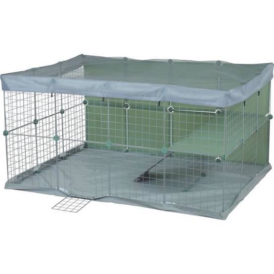 Enclos lapin ZOLUX Neopark modulable 140x105x70 cm, 32 panneaux 35x35 cm, tapis imperméable et filet de sécurité - Image 4