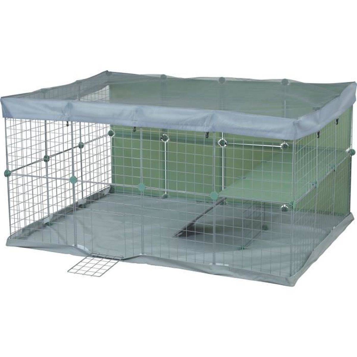 Enclos lapin ZOLUX Neopark modulable 140x105x70 cm, 32 panneaux 35x35 cm, tapis imperméable et filet de sécurité - Image 4