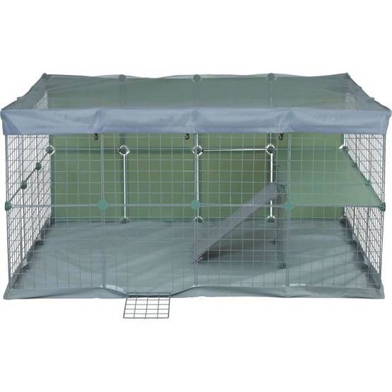 Enclos lapin ZOLUX Neopark modulable 140x105x70 cm, 32 panneaux 35x35 cm, tapis imperméable et filet de sécurité - Image 1