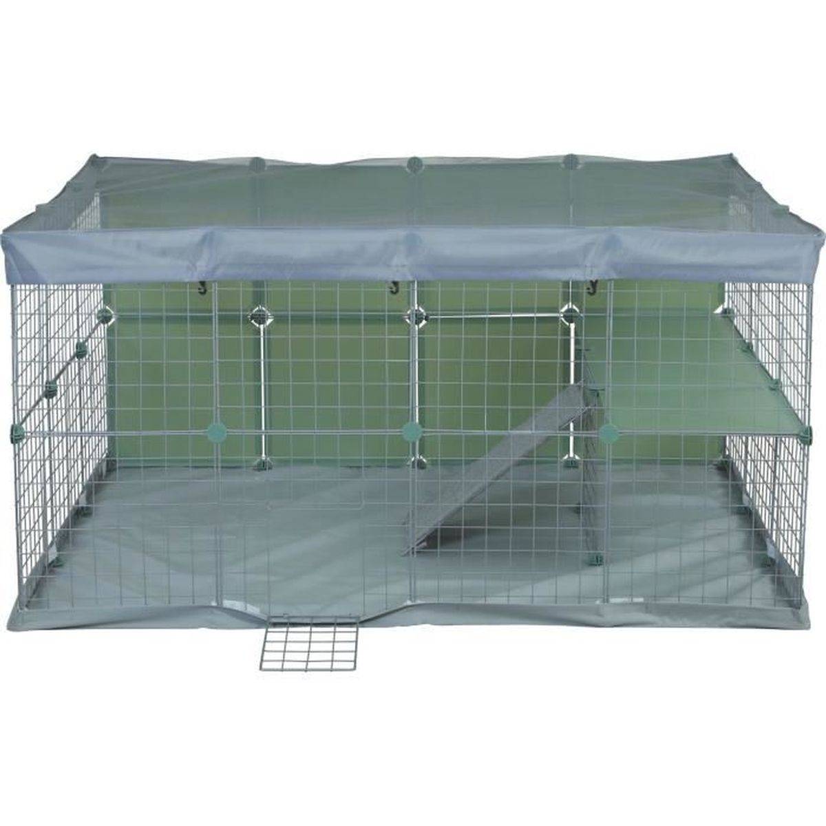 Enclos lapin ZOLUX Neopark modulable 140x105x70 cm, 32 panneaux 35x35 cm, tapis imperméable et filet de sécurité - Image 1