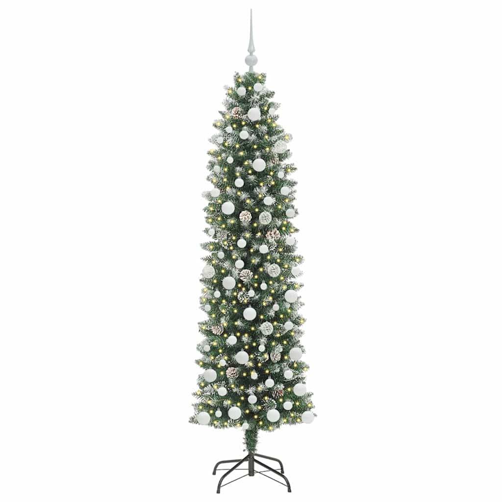 ComfortXL - Sapin de Noël Crayon 180 cm Effet Neige, Idéal Petits Espaces, avec 300 LED et Boules – ComfortXL Outdoor Living - Image 3