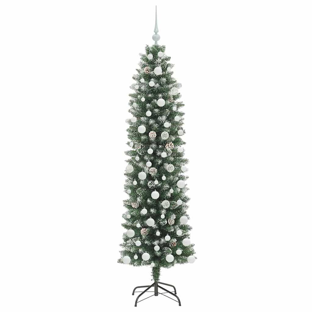ComfortXL - Sapin de Noël Crayon 180 cm Effet Neige, Idéal Petits Espaces, avec 300 LED et Boules – ComfortXL Outdoor Living - Image 4